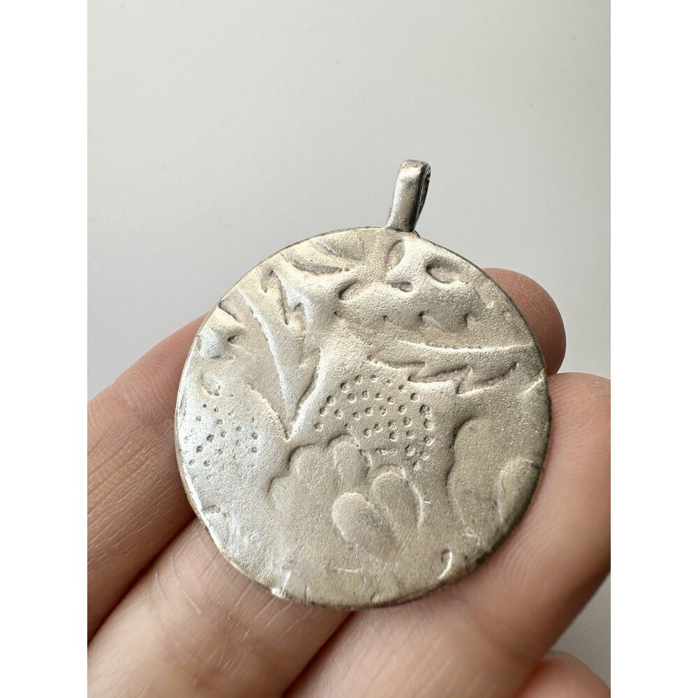 925 Sterling Silver Double Sided Floral Pendant